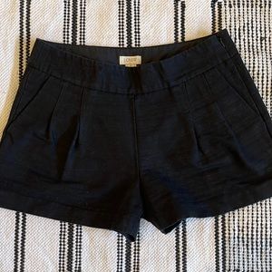 J CREW Womens Black Linen Pleated Woven Summer Short Shorts sz 0